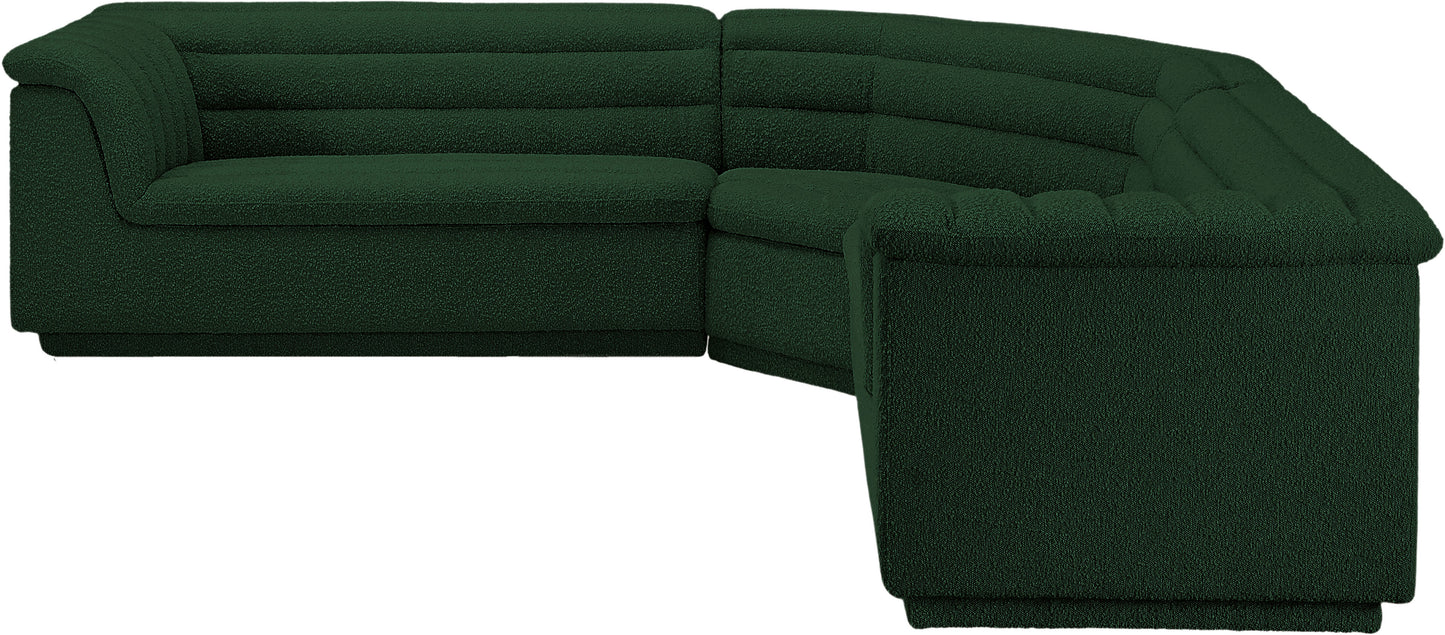 dillard green boucle fabric modular sectional sectional