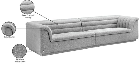 Dillard Grey Boucle Fabric Modular Sofa S119