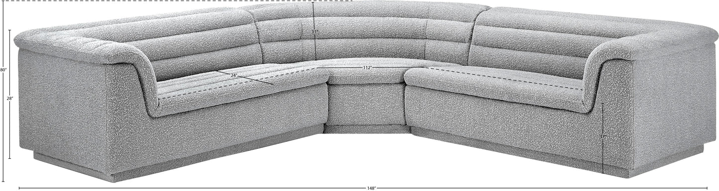 dillard grey boucle fabric modular sectional sectional