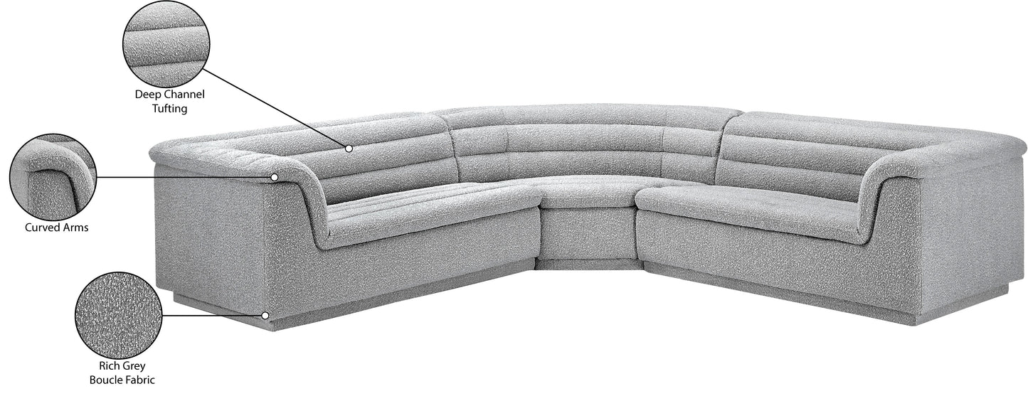 dillard grey boucle fabric modular sectional sectional