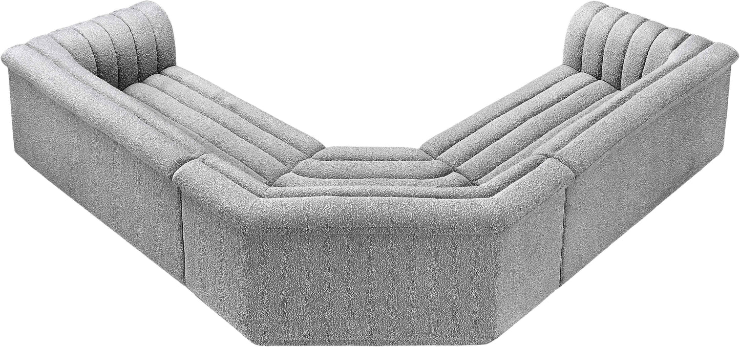 dillard grey boucle fabric modular sectional sectional