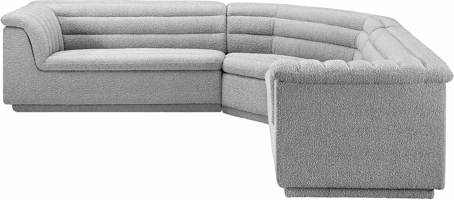 dillard grey boucle fabric modular sectional sectional