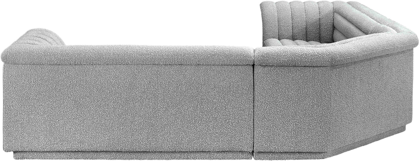 dillard grey boucle fabric modular sectional sectional