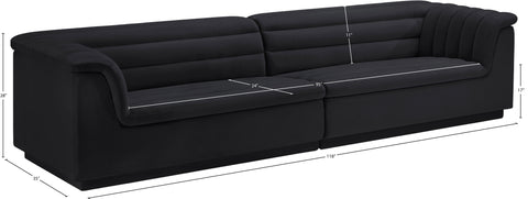 Dillard Black Velvet Fabric Modular Sofa S119