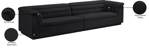 Dillard Black Velvet Fabric Modular Sofa S119