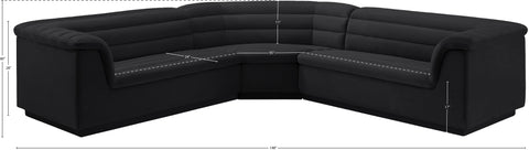Dillard Black Velvet Fabric Modular Sectional Sectional