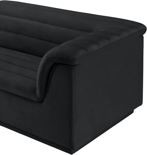 Dillard Black Velvet Fabric Modular Sectional Sectional