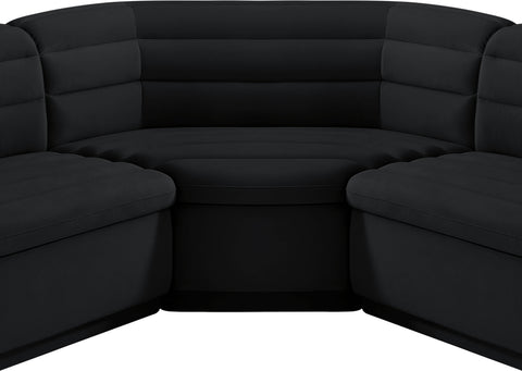 Dillard Black Velvet Fabric Modular Sectional Sectional