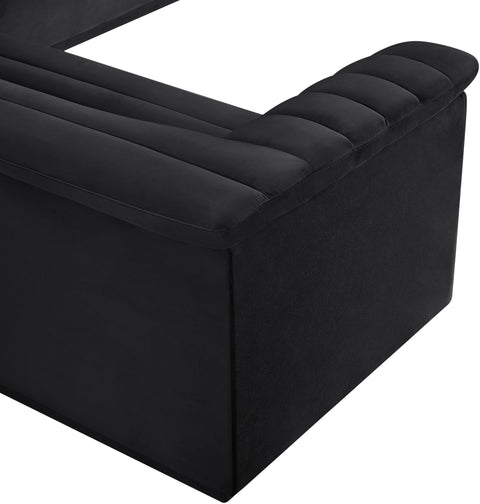 Dillard Black Velvet Fabric Modular Sectional Sectional
