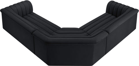 Dillard Black Velvet Fabric Modular Sectional Sectional