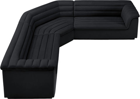 Dillard Black Velvet Fabric Modular Sectional Sectional