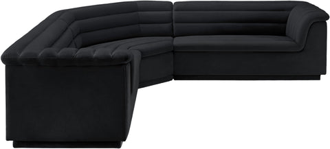 Dillard Black Velvet Fabric Modular Sectional Sectional