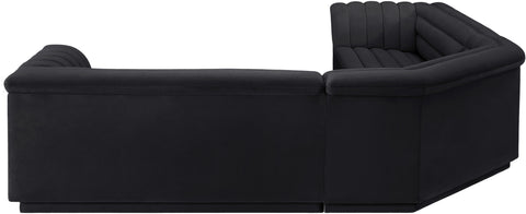 Dillard Black Velvet Fabric Modular Sectional Sectional