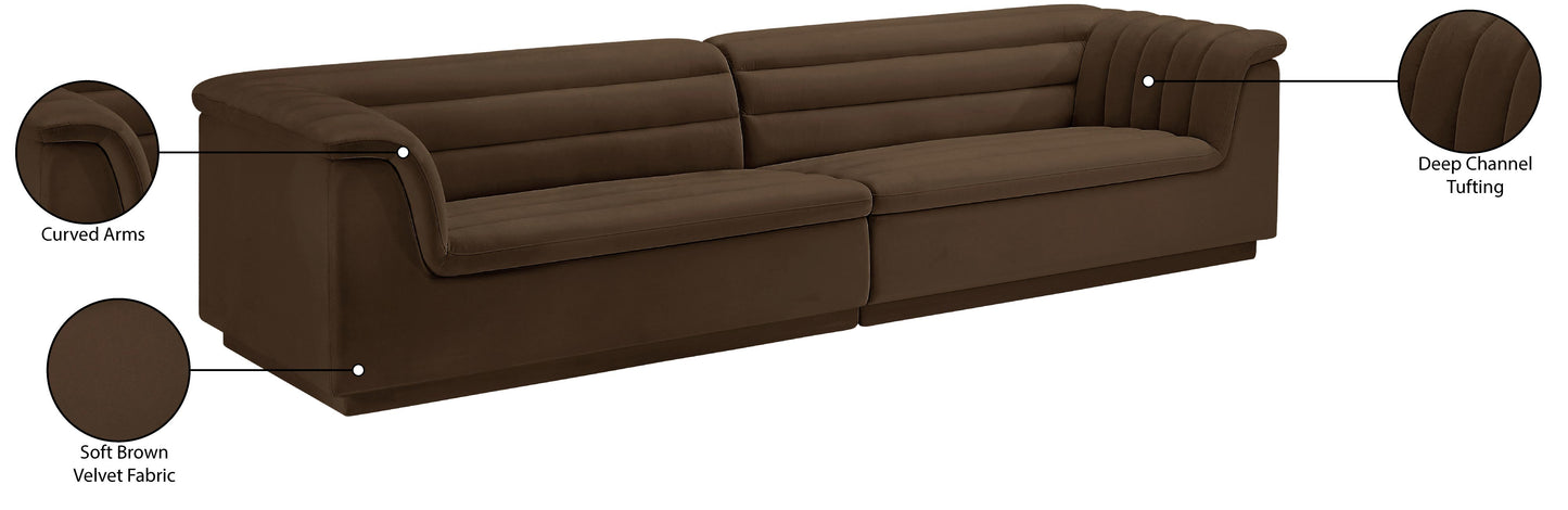 dillard brown velvet fabric modular sofa s119