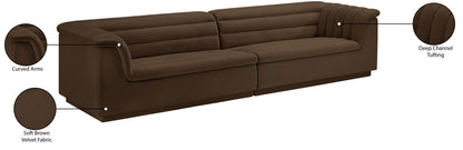 Dillard Brown Velvet Fabric Modular Sofa S119