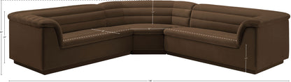 Dillard Brown Velvet Fabric Modular Sectional Sectional