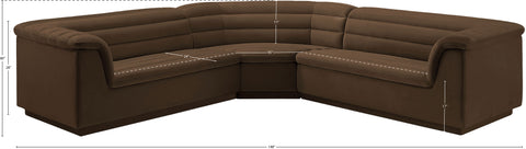 Dillard Brown Velvet Fabric Modular Sectional Sectional