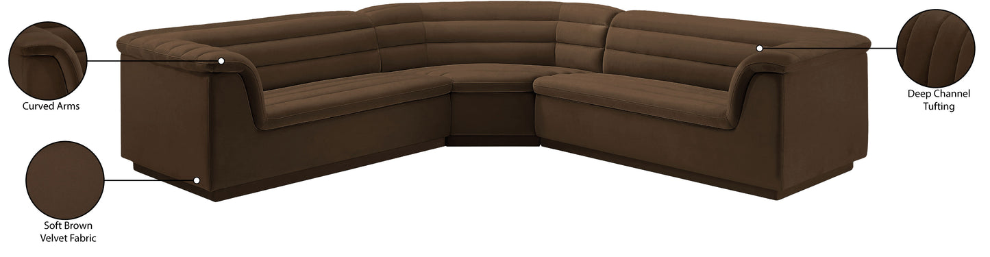 dillard brown velvet fabric modular sectional sectional