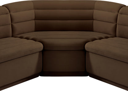 Dillard Brown Velvet Fabric Modular Sectional Sectional