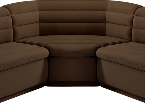 Dillard Brown Velvet Fabric Modular Sectional Sectional