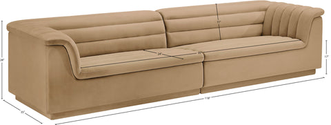 Dillard Camel Velvet Fabric Modular Sofa S119