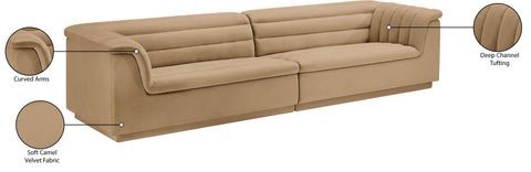 Dillard Camel Velvet Fabric Modular Sofa S119