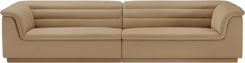 Dillard Camel Velvet Fabric Modular Sofa S119