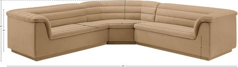 Dillard Camel Velvet Fabric Modular Sectional Sectional