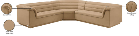 Dillard Camel Velvet Fabric Modular Sectional Sectional