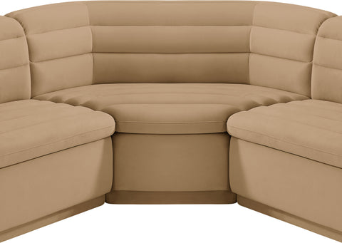 Dillard Camel Velvet Fabric Modular Sectional Sectional