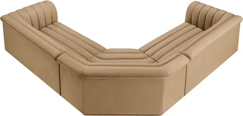 Dillard Camel Velvet Fabric Modular Sectional Sectional