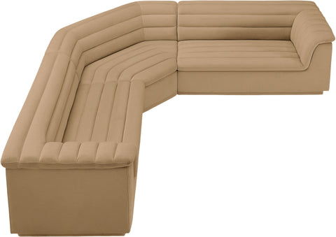 Dillard Camel Velvet Fabric Modular Sectional Sectional