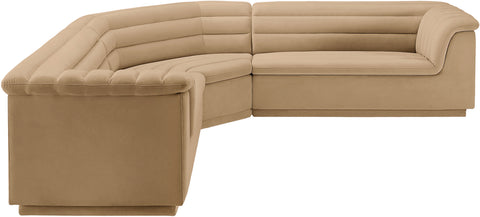 Dillard Camel Velvet Fabric Modular Sectional Sectional