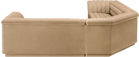 Dillard Camel Velvet Fabric Modular Sectional Sectional