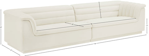 Dillard Cream Velvet Fabric Modular Sofa S119