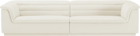 Dillard Cream Velvet Fabric Modular Sofa S119
