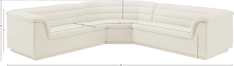 Dillard Cream Velvet Fabric Modular Sectional Sectional