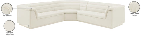Dillard Cream Velvet Fabric Modular Sectional Sectional