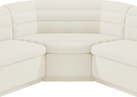 Dillard Cream Velvet Fabric Modular Sectional Sectional