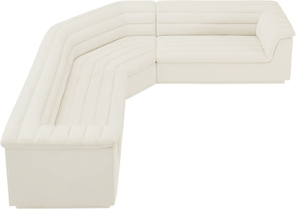 Dillard Cream Velvet Fabric Modular Sectional Sectional