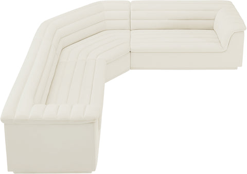 Dillard Cream Velvet Fabric Modular Sectional Sectional