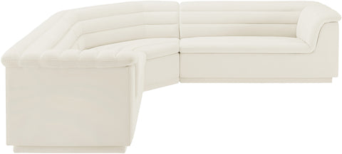 Dillard Cream Velvet Fabric Modular Sectional Sectional