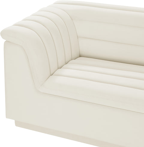 Dillard Cream Velvet Fabric Modular Sectional Sectional