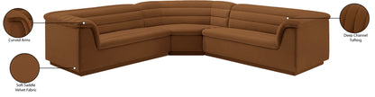 Dillard Saddle Velvet Fabric Modular Sectional Sectional