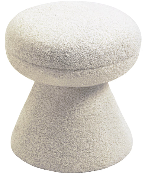 Elara Beige Faux Shearling Teddy Fabric Upholstered Ottoman, 1 Piece