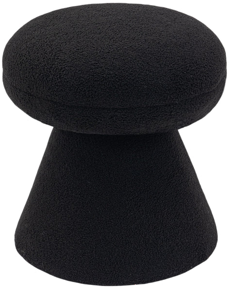 Elara Black Faux Shearling Teddy Fabric Upholstered Ottoman, 1 Piece