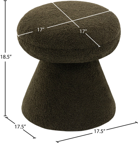 Elara Green Faux Shearling Teddy Fabric Upholstered Ottoman, 1 Piece