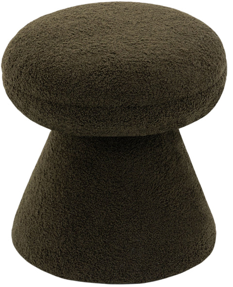 Elara Green Faux Shearling Teddy Fabric Upholstered Ottoman, 1 Piece
