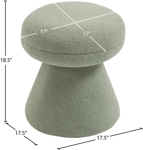 Elara Mint Faux Shearling Teddy Fabric Upholstered Ottoman, 1 Piece