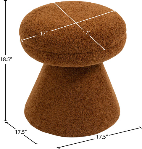 Elara Saddle Faux Shearling Teddy Fabric Upholstered Ottoman, 1 Piece